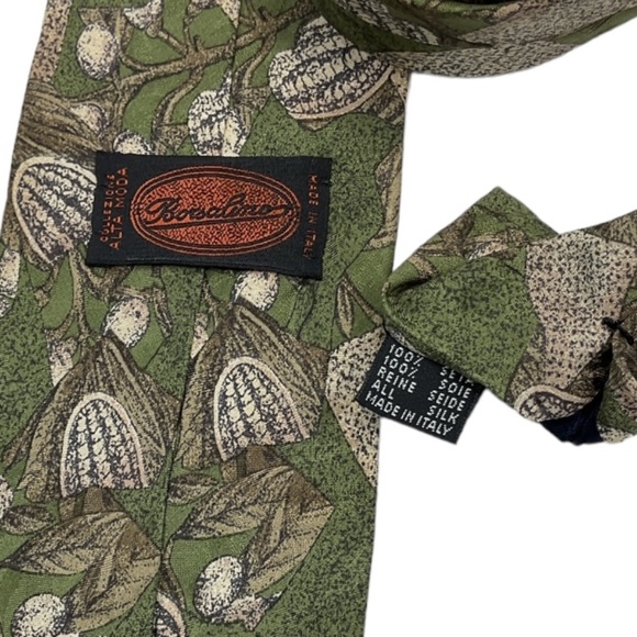 BORSALINO VINTAGE Green Fruit floral Silk LUXURY Tie ITALY - Picture 3 of 4